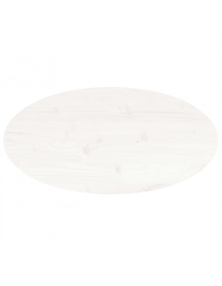 Piano Tavolo Bianco 80x40x2,5cm in Legno Massello di Pino Ovale