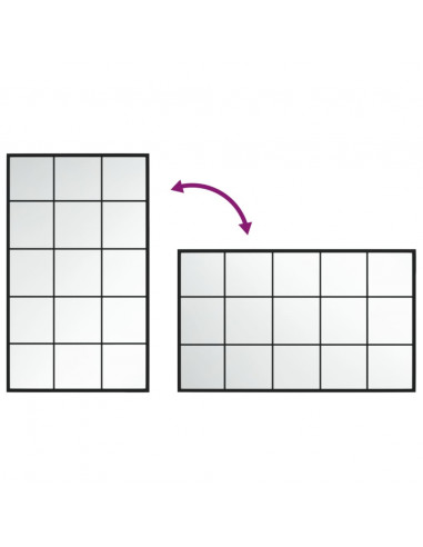 Specchio a Parete Nero 100x60 cm in Metallo