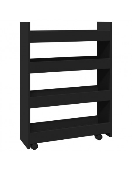 Carrello Portaoggetti Stretto a 4 Livelli Nero in Truciolato