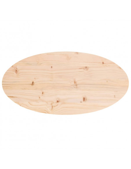Piano Tavolo 80x40x2,5 cm in Legno Massello di Pino Ovale