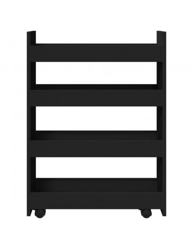 Carrello Portaoggetti Stretto a 4 Livelli Nero in Truciolato