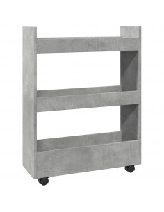 Carrello Stretto a 3 Livelli Grigio Cemento in Truciolato 2