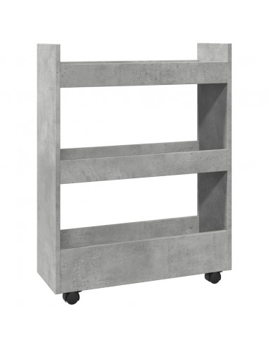 Carrello Stretto a 3 Livelli Grigio Cemento in Truciolato