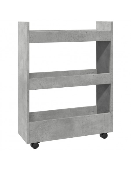Carrello Stretto a 3 Livelli Grigio Cemento in Truciolato
