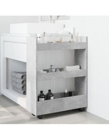 Carrello Stretto a 3 Livelli Grigio Cemento in Truciolato