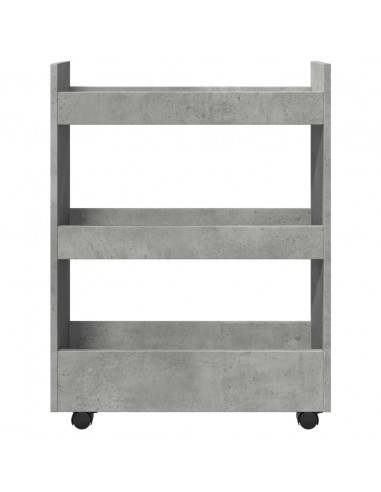 Carrello Stretto a 3 Livelli Grigio Cemento in Truciolato