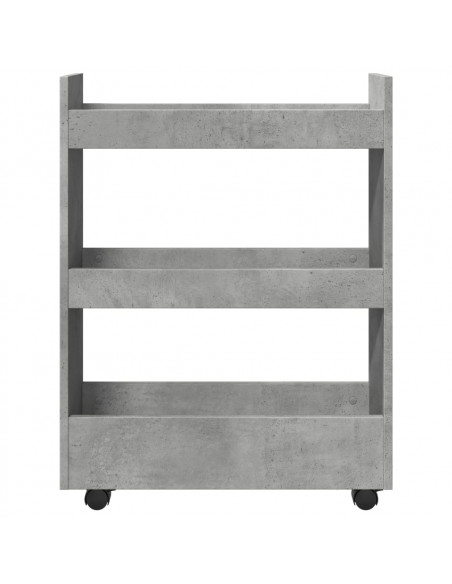 Carrello Stretto a 3 Livelli Grigio Cemento in Truciolato
