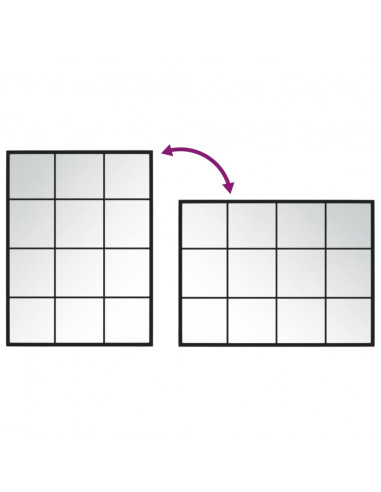 Specchio da Parete Nero 80x40 cm in Metallo