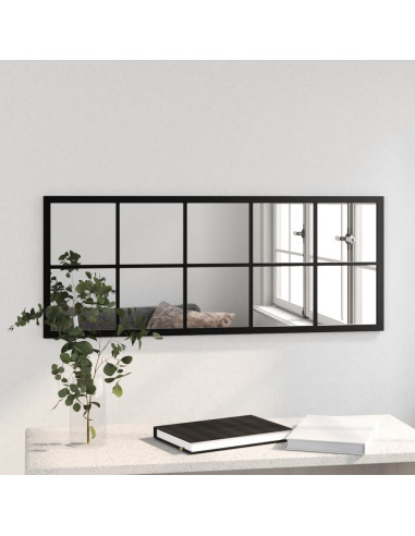 Specchio da Parete Nero 100x40 cm in Metallo