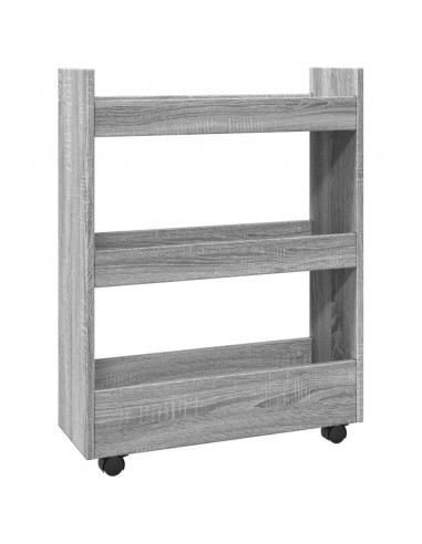 Carrello Stretto a 3 Livelli Grigio Sonoma in Truciolato