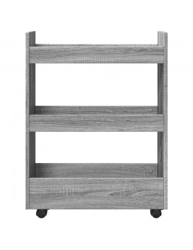 Carrello Stretto a 3 Livelli Grigio Sonoma in Truciolato