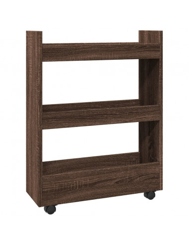 Carrello Stretto a 3 Livelli Rovere Marrone in Truciolato