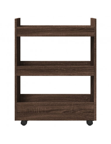 Carrello Stretto a 3 Livelli Rovere Marrone in Truciolato