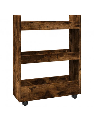 Carrello Stretto a 3 Livelli Rovere Sonoma in Truciolato