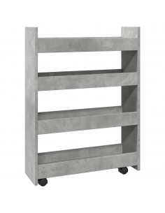 Carrello Stretto a 4 Livelli Grigio Cemento in Truciolato 2