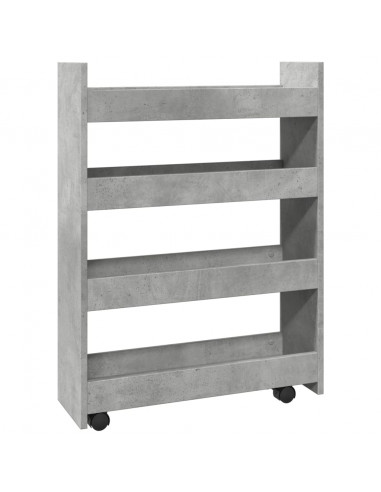 Carrello Stretto a 4 Livelli Grigio Cemento in Truciolato