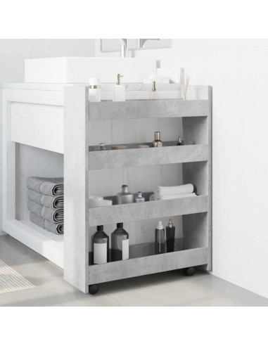 Carrello Stretto a 4 Livelli Grigio Cemento in Truciolato