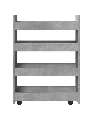 Carrello Stretto a 4 Livelli Grigio Cemento in Truciolato