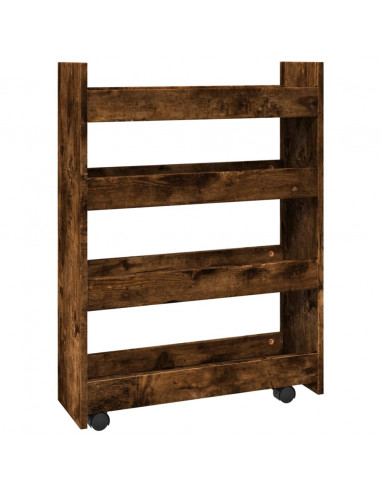 Carrello Stretto a 4 Livelli Rovere Fumo in Truciolato