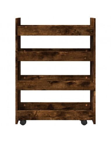 Carrello Stretto a 4 Livelli Rovere Fumo in Truciolato