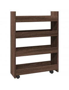Carrello Stretto a 4 Livelli Rovere Marrone in Truciolato 2