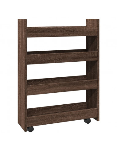 Carrello Stretto a 4 Livelli Rovere Marrone in Truciolato