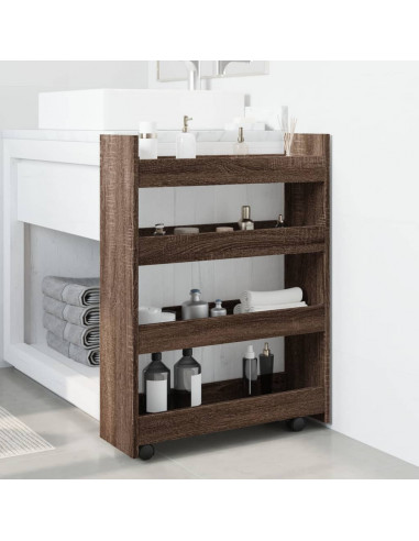 Carrello Stretto a 4 Livelli Rovere Marrone in Truciolato