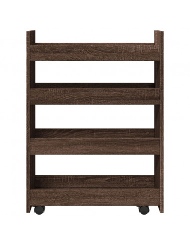 Carrello Stretto a 4 Livelli Rovere Marrone in Truciolato