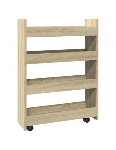 Carrello Stretto a 4 Livelli Rovere Sonoma in Truciolato