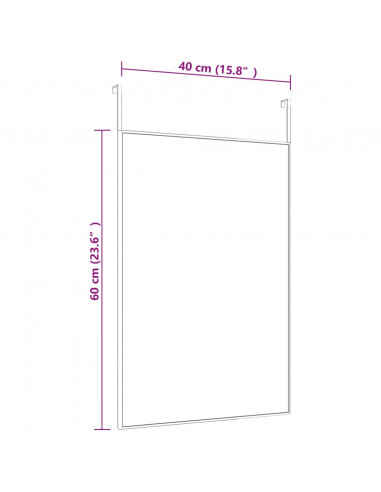 Specchio da Porta Nero 40x60 cm in Vetro e Alluminio