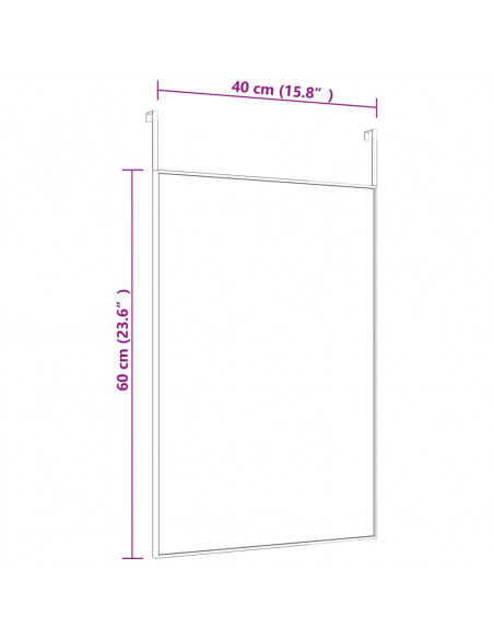 Specchio da Porta Nero 40x60 cm in Vetro e Alluminio