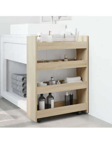 Carrello Stretto a 4 Livelli Rovere Sonoma in Truciolato