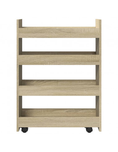 Carrello Stretto a 4 Livelli Rovere Sonoma in Truciolato