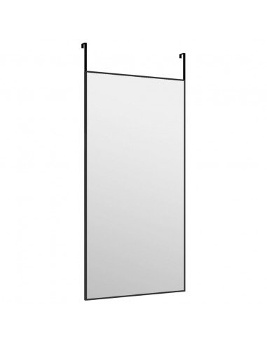 Specchio da Porta Nero 40x80 cm in Vetro e Alluminio