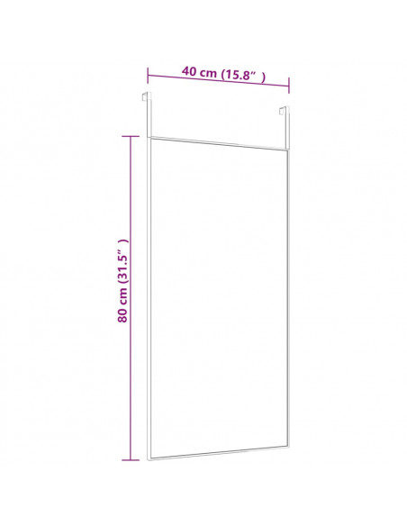 Specchio da Porta Nero 40x80 cm in Vetro e Alluminio