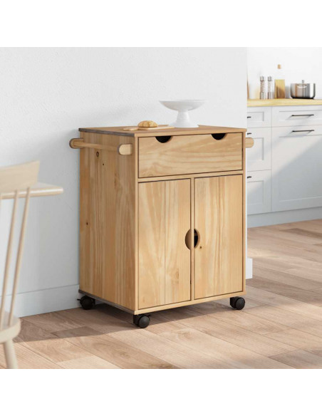 Carrello da Cucina OTTA 71x45x80 cm in Legno Massello di Pino
