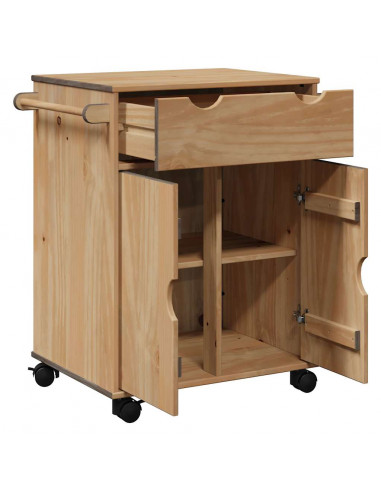 Carrello da Cucina OTTA 71x45x80 cm in Legno Massello di Pino