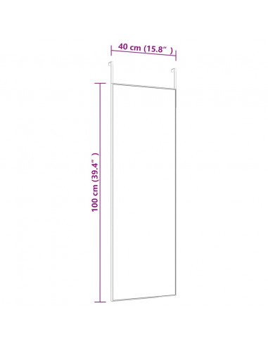 Specchio da Porta Nero 40x100 cm in Vetro e Alluminio
