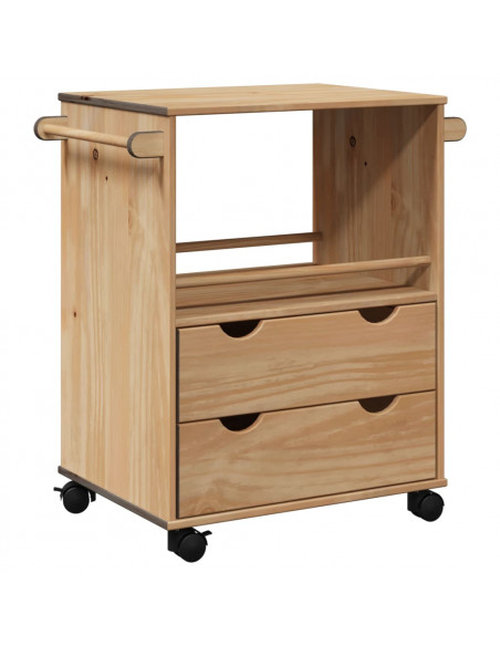 Carrello da Cucina OTTA 71x45x80 cm in Legno Massello di Pino