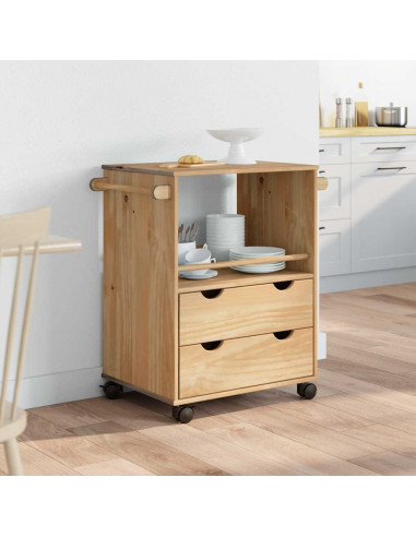 Carrello da Cucina OTTA 71x45x80 cm in Legno Massello di Pino