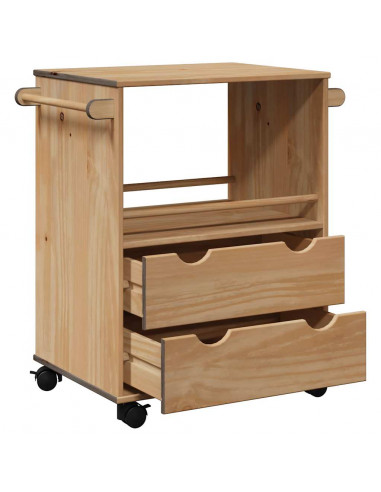 Carrello da Cucina OTTA 71x45x80 cm in Legno Massello di Pino