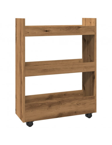 Carrello Stretto a 3 Livelli Rovere Artigianale in Truciolato