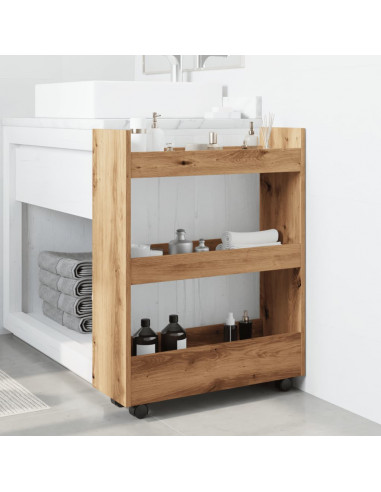 Carrello Stretto a 3 Livelli Rovere Artigianale in Truciolato