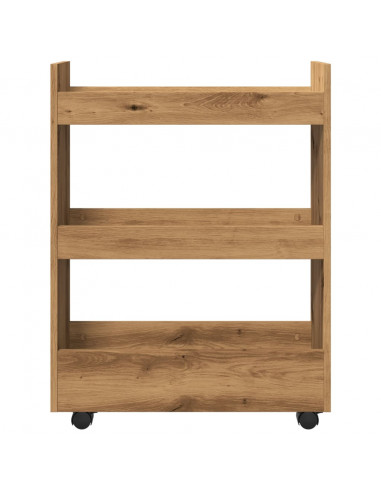 Carrello Stretto a 3 Livelli Rovere Artigianale in Truciolato
