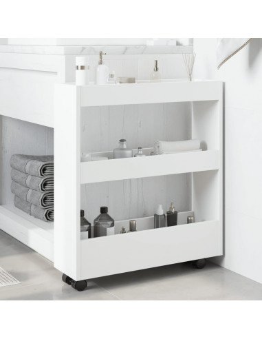 Carrello Portaoggetti Stretto a 3 Livelli in Truciolato