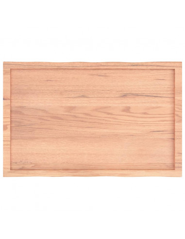 Piano Tavolo Marrone Chiaro 100x60x(2-4) cm Rovere Non Trattato