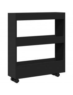 Carrello Portaoggetti Stretto a 3 Livelli Nero in Truciolato 2