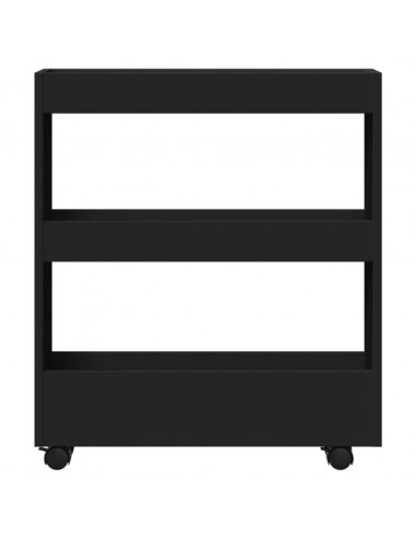 Carrello Portaoggetti Stretto a 3 Livelli Nero in Truciolato