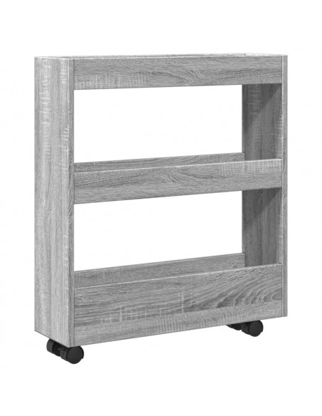 Carrello Stretto a 3 Livelli Grigio Sonoma in Truciolato