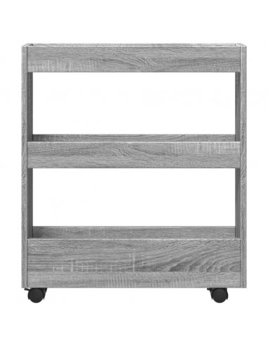 Carrello Stretto a 3 Livelli Grigio Sonoma in Truciolato